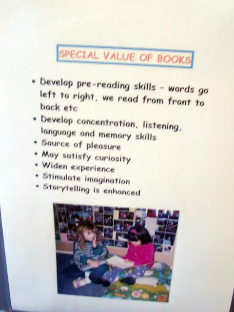 Poster listing down the special value of books