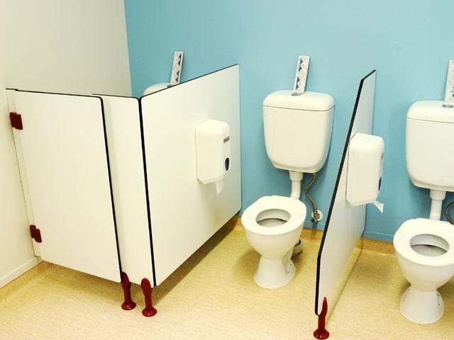 Toilets with half height walls and separate private toilet