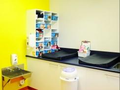 Nappy change area with handwash facilities