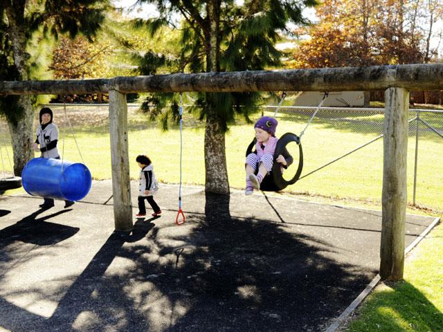 Outdoor swings with a variety of swings.