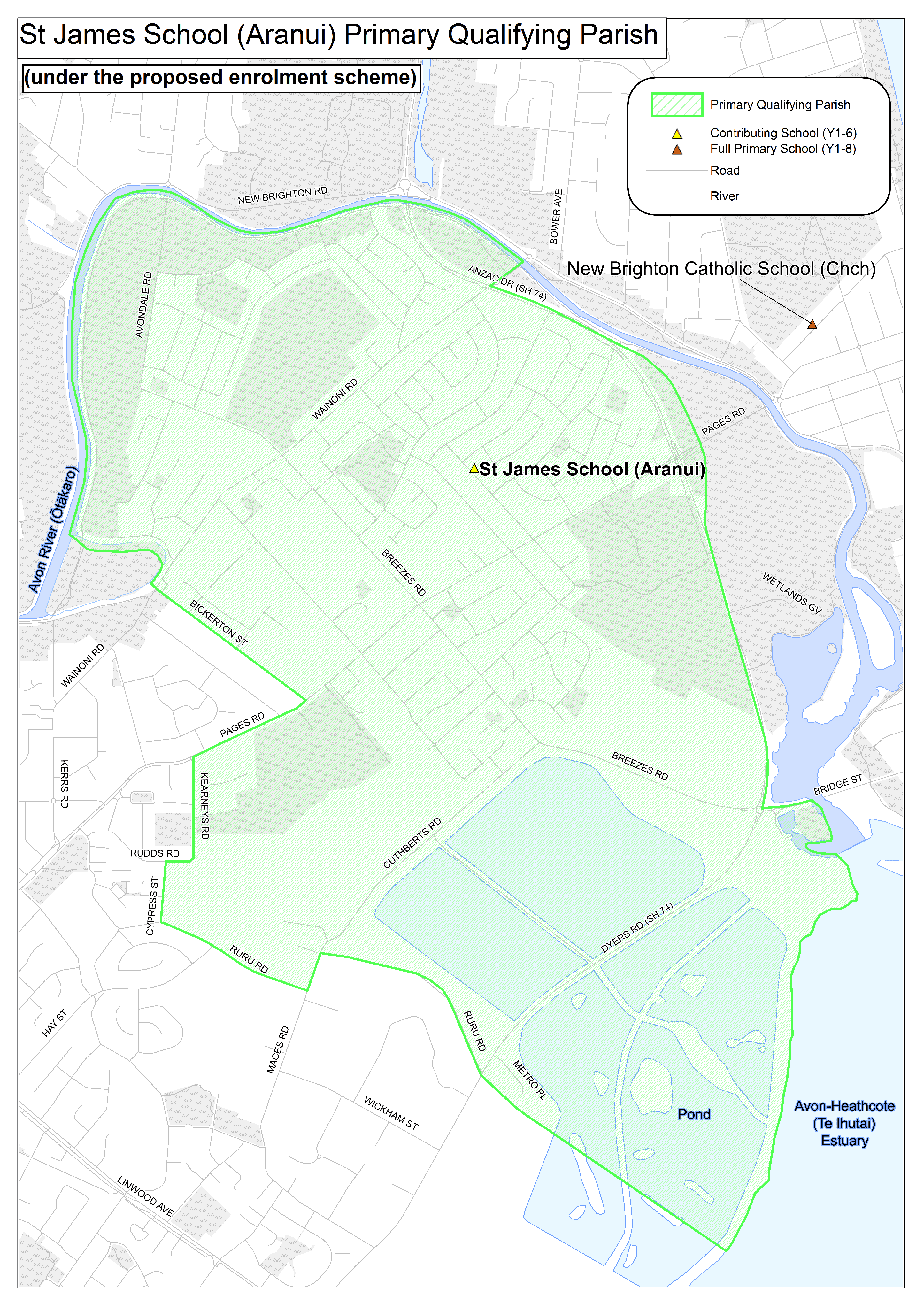 St James School (Aranui) Primary Qualifying Parish map