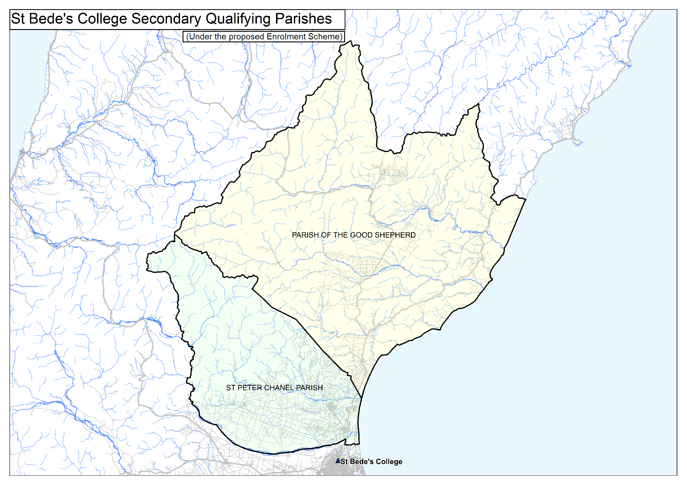 Proposed secondary qualifying parishes map